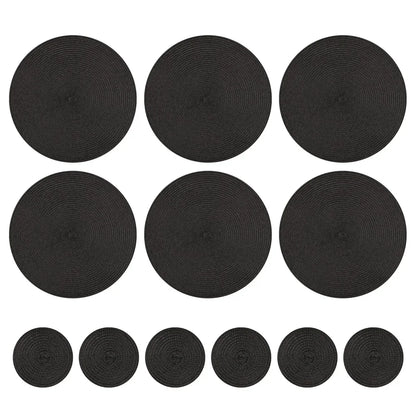 Set of 6 Round Placemats and Coasters Braided Woven Place Mats Washable Heat Resistant Table Mats and Coasters for Dining Table