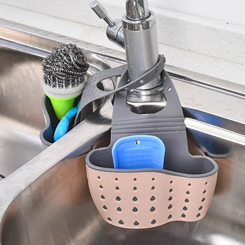 Double-layer Sink Hanging Bag Kitchen Rack Faucet Sponge Holder Storage Hanging Basket Kitchen Storage Rack Sink Accessories