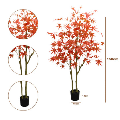 2pcs 4ft/5ft/6ft Artificial Maple Trees, Autumn Realistic Maple Tree In Pot, Artificial Maple Fall Tree For Thanksgiving Home De