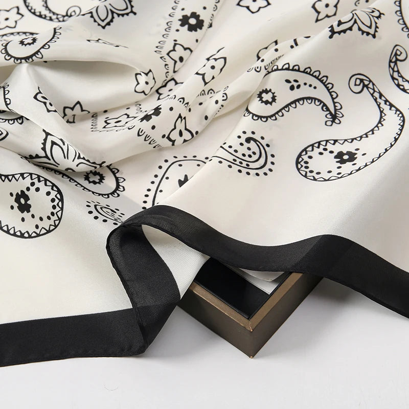 70cm Paisley Print Muslim Hijab Women Bandanas Square Silk Scarf Headband Handkerchief Neckerchief Hairscarf Scarves Luxury