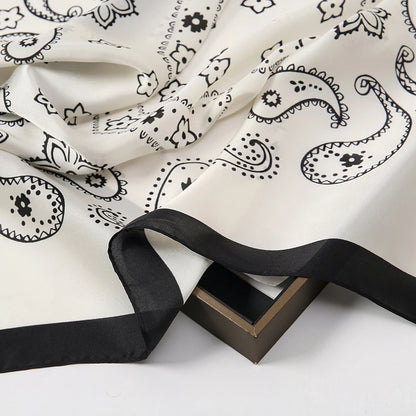 70cm Paisley Print Muslim Hijab Women Bandanas Square Silk Scarf Headband Handkerchief Neckerchief Hairscarf Scarves Luxury
