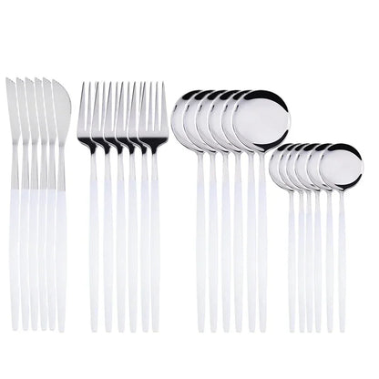24Pcs Stainless Steel Dinnerware Set Black Gold Cutlery Spoon Fork Knife Western Cutleri Silverware tableware Set Supplies