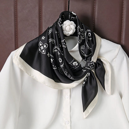 70cm Paisley Print Muslim Hijab Women Bandanas Square Silk Scarf Headband Handkerchief Neckerchief Hairscarf Scarves Luxury