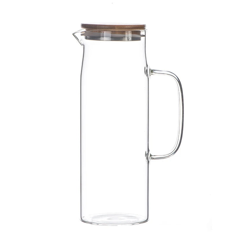 New 1000ML/1500ML Thickened Glass Kettle Bamboo Lid With Filter Cover, Can Be Added To The Kettle For Juice And Coffee