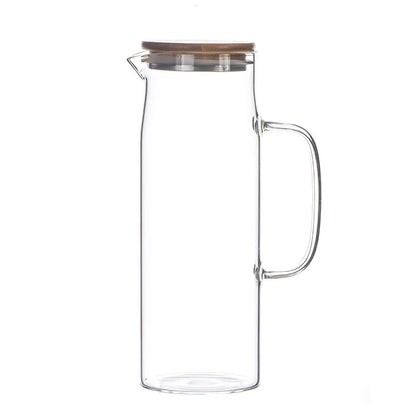 New 1000ML/1500ML Thickened Glass Kettle Bamboo Lid With Filter Cover, Can Be Added To The Kettle For Juice And Coffee