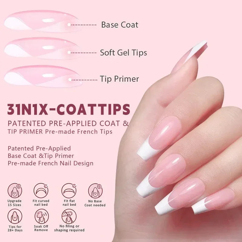 150pcs/Boxed French Gel Tips Press On Nails Black Coffee Almond Nails 15 Sizes Pre-applied Fake Nails For Manicure Extension