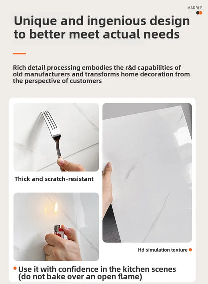 10-50Pcs PVC Marble Wall Stickers Self-Adhesive Thickened Tile Sticker Bathroom Waterproof Floor Sticker Kitchen Home Decoration