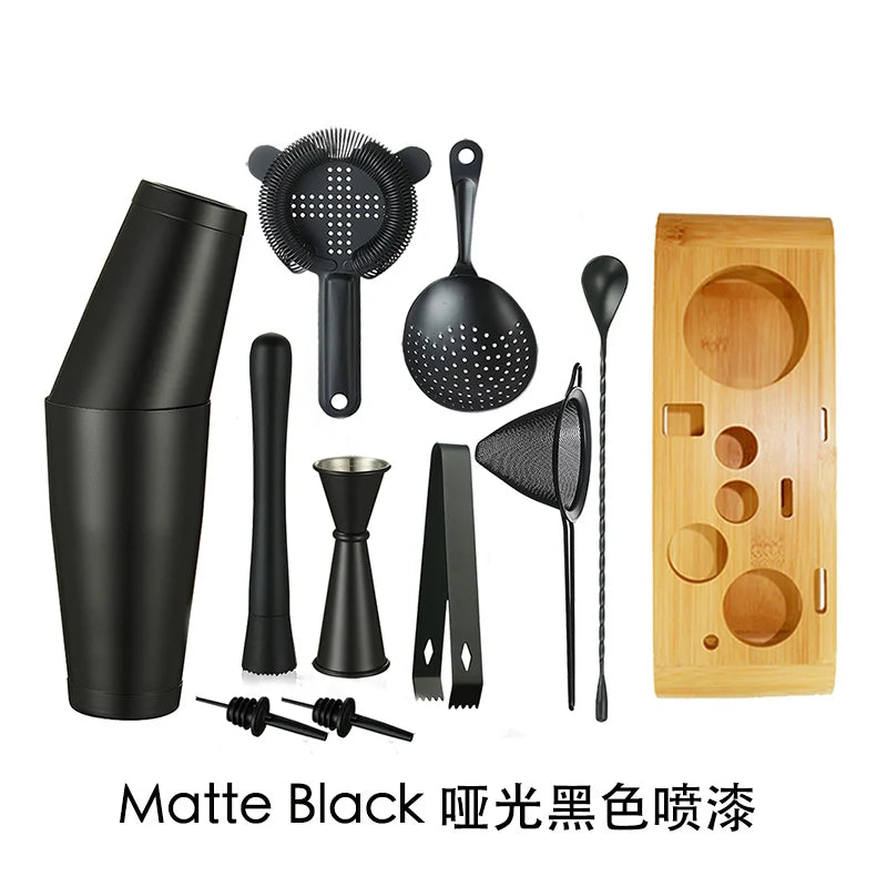 Cocktail Shaker Bar Set: 2 Weighted Boston Shakers, Cocktail Strainer Set,Jigger,Muddler and Spoon, Ice Tong and 2 Bottle Pourer