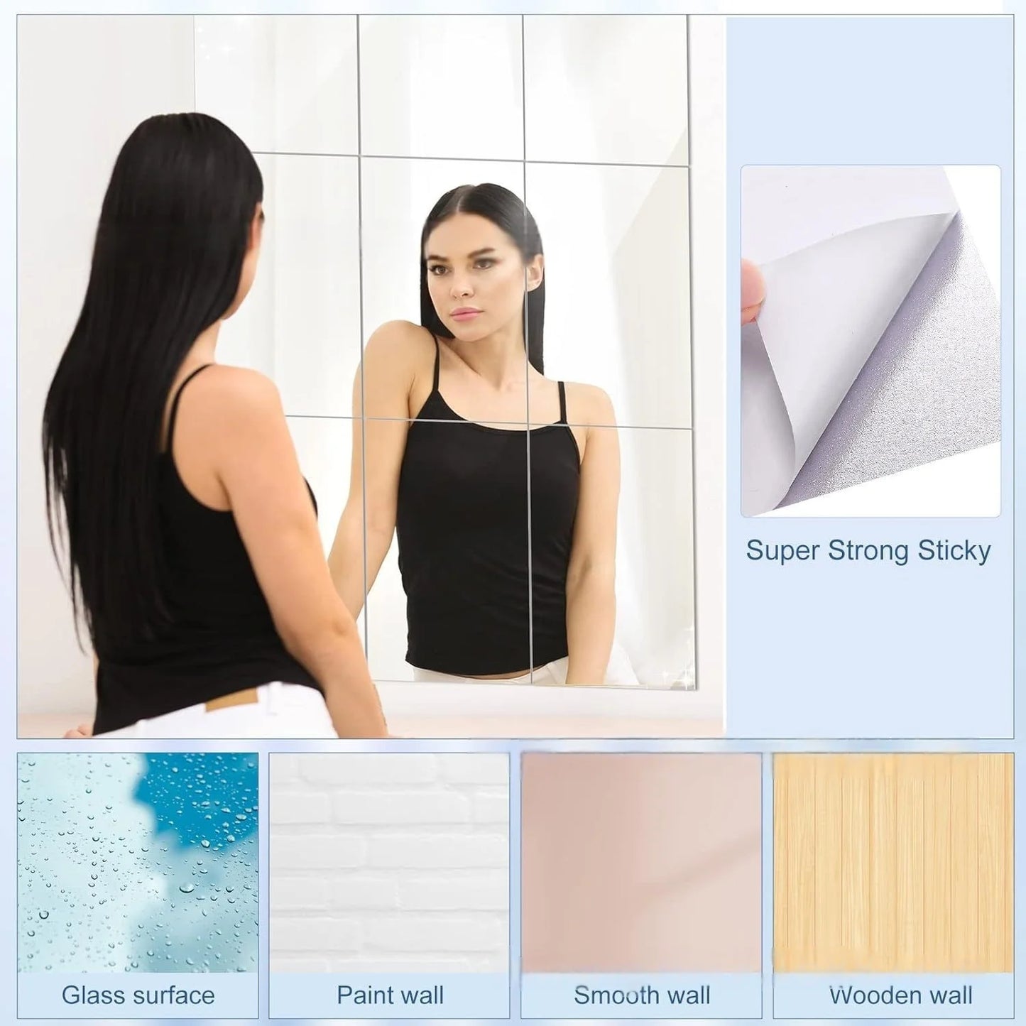 10pcs15/20cm 3D Self-adhesive Mirror Wall Stickers Thickened 2mm Flexible DIY Art Acrylic Mirror Stickers Living Room Decoration