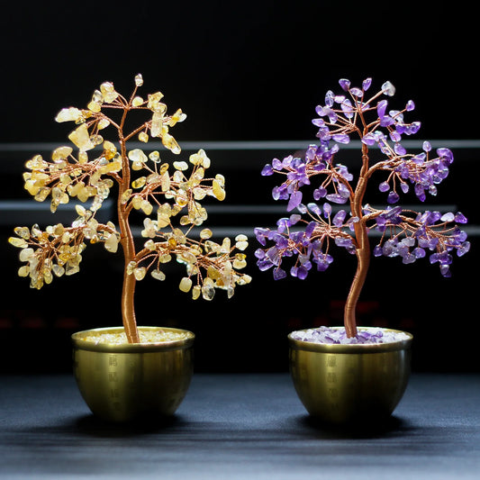 Lucky Abundance Crystal Feng Shui Tree -  Prosperity Decor for Desk, Wealth Attracting Home & Office Blessing | Unique Gift Idea