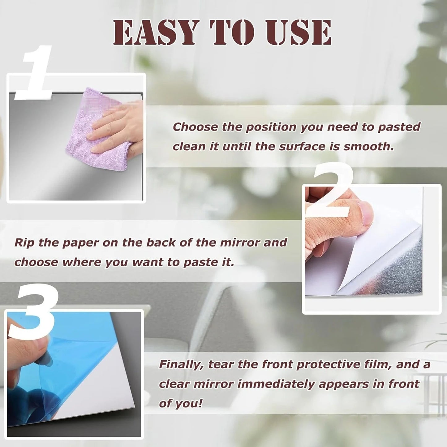 10pcs15/20cm 3D Self-adhesive Mirror Wall Stickers Thickened 2mm Flexible DIY Art Acrylic Mirror Stickers Living Room Decoration