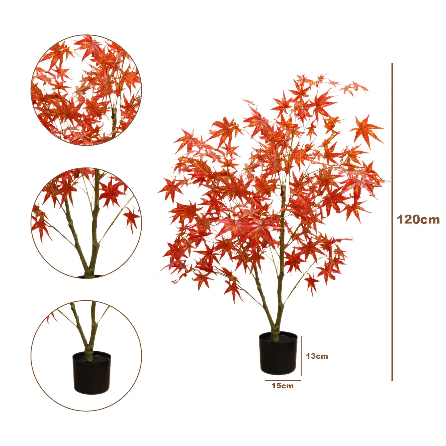 2pcs 4ft/5ft/6ft Artificial Maple Trees, Autumn Realistic Maple Tree In Pot, Artificial Maple Fall Tree For Thanksgiving Home De