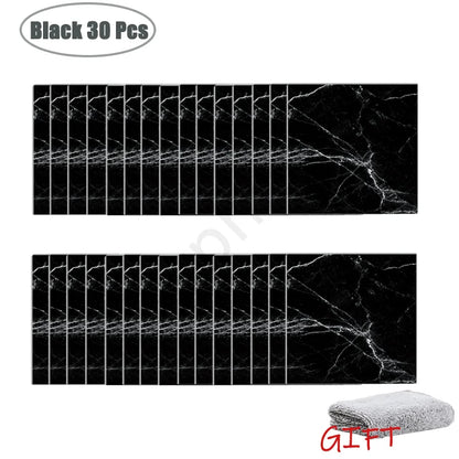 10-50Pcs PVC Marble Wall Stickers Self-Adhesive Thickened Tile Sticker Bathroom Waterproof Floor Sticker Kitchen Home Decoration
