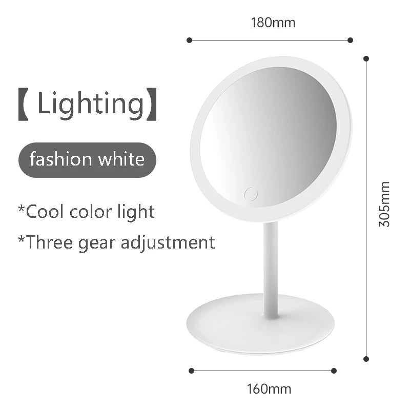 Makeup Mirror With Led Light Usb Portable Removable Desk Vanity Mirror Adjustable Tricolor Hd Light Dropshiping Travel Home Tool
