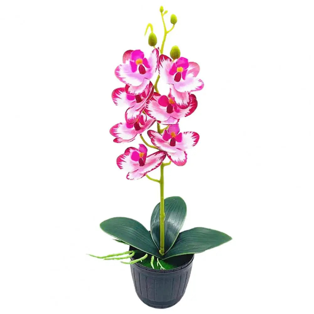 1 Set Beautiful Fake Potted Flowers Portable Simulation Bonsai Orchid Natural-Looking Desktop Fake Potted Flowers