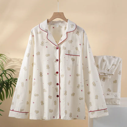 2025 kimono femme maple leaf pajama sets women 100% gauze cotton long sleeve casual sleepwear women pyjamas autumn hot sale