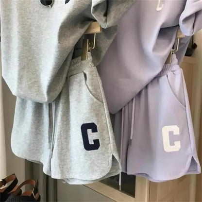 2025 women t-shirt shorts set Summer Tracksuit O Neck Letter Print Short Sleeve T-shirt Drawstring Shorts Sport Clothes