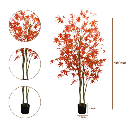 2pcs 4ft/5ft/6ft Artificial Maple Trees, Autumn Realistic Maple Tree In Pot, Artificial Maple Fall Tree For Thanksgiving Home De