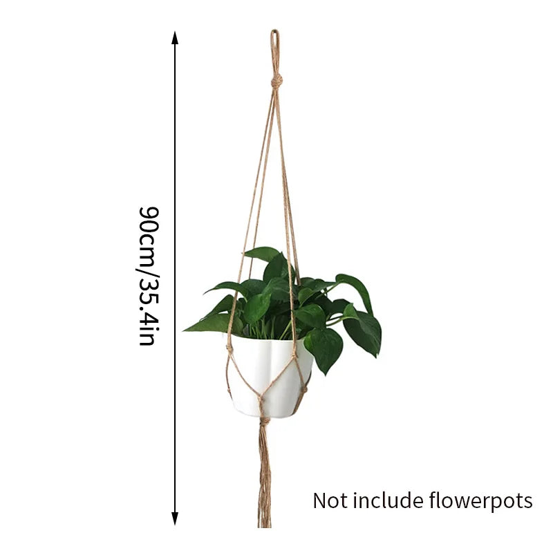 Gardening Plant Hanging Basket Handmade Macrame Flowerpot Pocket Cotton Rope Flower Pot Indoor Home Boho Style Yard Wall Decor