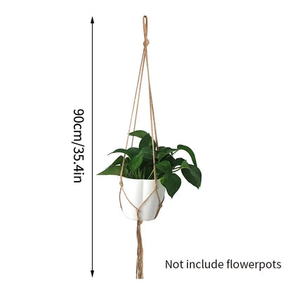 Gardening Plant Hanging Basket Handmade Macrame Flowerpot Pocket Cotton Rope Flower Pot Indoor Home Boho Style Yard Wall Decor