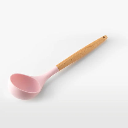 1Pc PSilicone Kitchen Utensils Set Non-Stick Cookware for Kitchen Wooden Handle Spatula Egg Beaters Kitchenware Accessories
