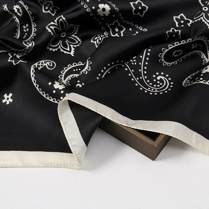 70cm Paisley Print Muslim Hijab Women Bandanas Square Silk Scarf Headband Handkerchief Neckerchief Hairscarf Scarves Luxury