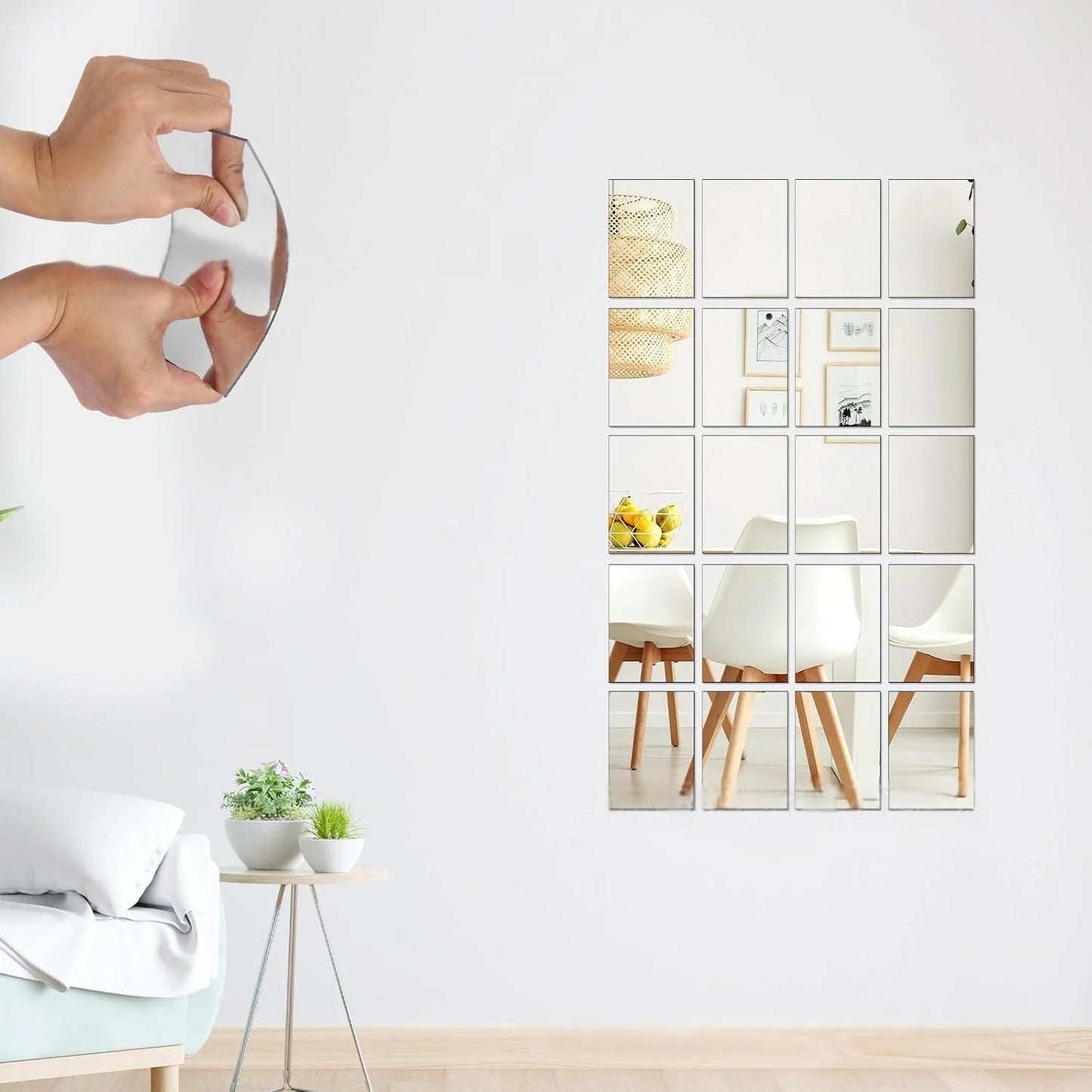 10pcs15/20cm 3D Self-adhesive Mirror Wall Stickers Thickened 2mm Flexible DIY Art Acrylic Mirror Stickers Living Room Decoration