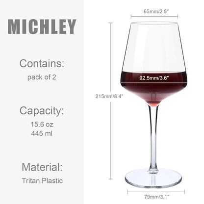 MICHLEY 2/4/6PCS Set Unbreakable Plastic Wine Glass High Quality Goblet Transparent Tritan Plastic Wine Juice Drink Cup Party