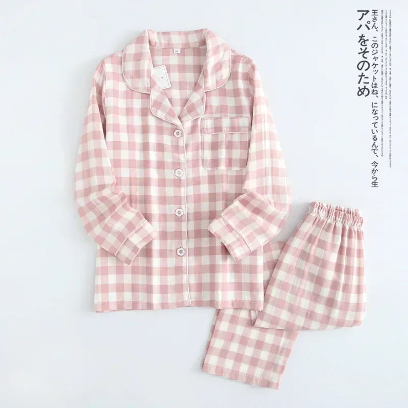 2025 kimono femme maple leaf pajama sets women 100% gauze cotton long sleeve casual sleepwear women pyjamas autumn hot sale