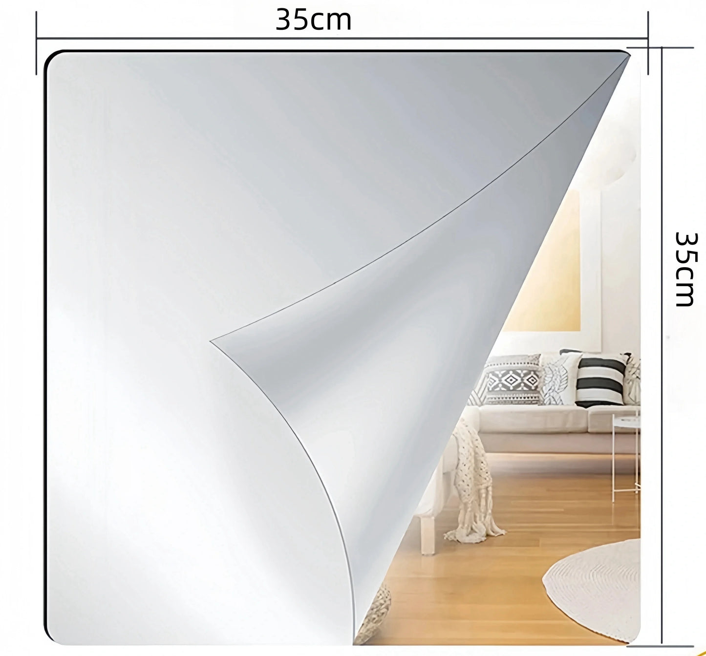 4pcs 25/35cm 3D Self-adhesive Mirror Wall Stickers Thickened 2mm Flexible DIY Art Acrylic Mirror Stickers Living Room Decoration