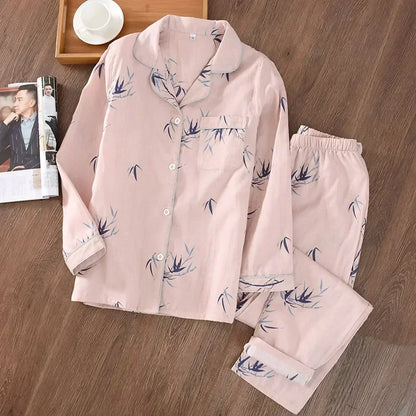 2025 kimono femme maple leaf pajama sets women 100% gauze cotton long sleeve casual sleepwear women pyjamas autumn hot sale