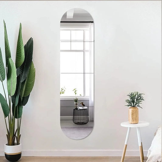 4/8pcs Self  Acrylic Mirror Tiles DIY Flexible Non Glass Safety Mirror Sheets Wall Stickers Shatterproof,Home Decor