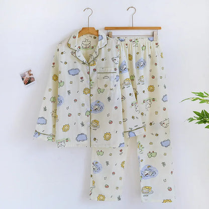 2025 kimono femme maple leaf pajama sets women 100% gauze cotton long sleeve casual sleepwear women pyjamas autumn hot sale