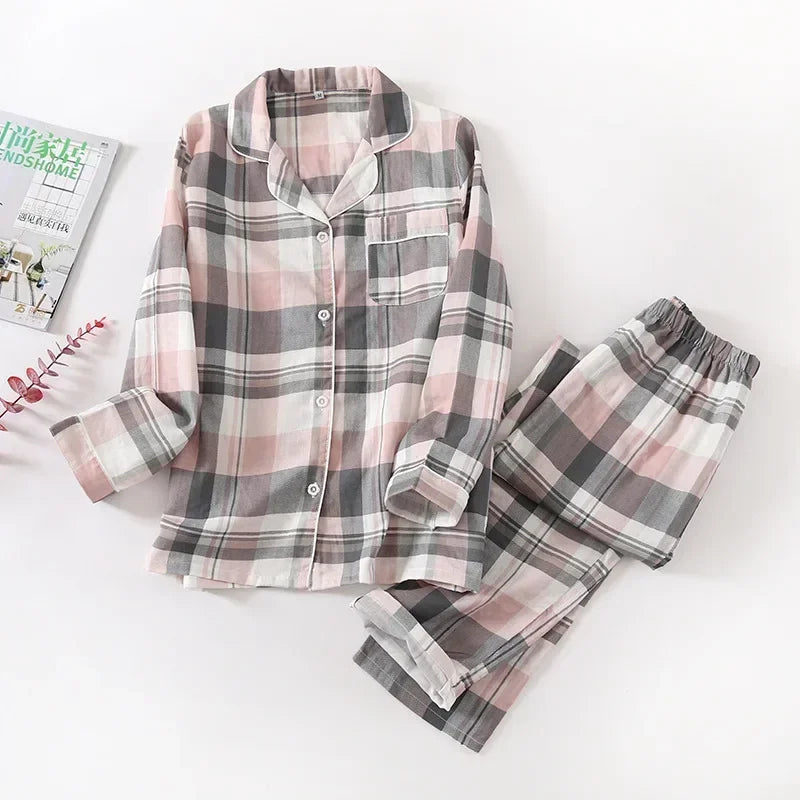 2025 kimono femme maple leaf pajama sets women 100% gauze cotton long sleeve casual sleepwear women pyjamas autumn hot sale
