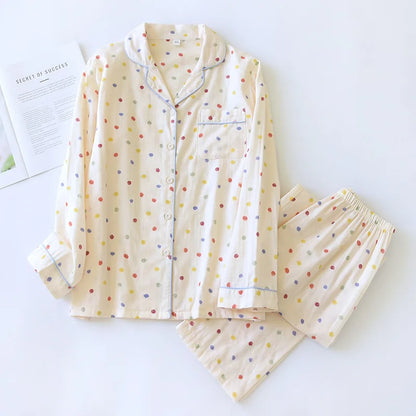 2025 kimono femme maple leaf pajama sets women 100% gauze cotton long sleeve casual sleepwear women pyjamas autumn hot sale