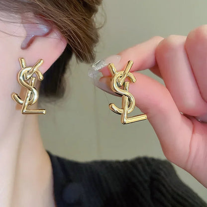 European American Exaggerate Letter Stud Earrings for Women Fashion Trendy Personality Alloy Earrings  Piercing Jewelry