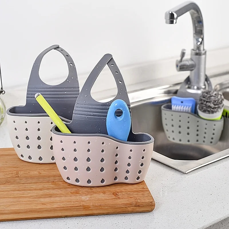 Double-layer Sink Hanging Bag Kitchen Rack Faucet Sponge Holder Storage Hanging Basket Kitchen Storage Rack Sink Accessories