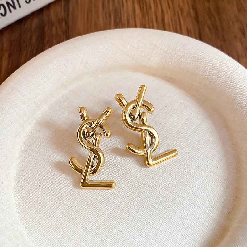 European American Exaggerate Letter Stud Earrings for Women Fashion Trendy Personality Alloy Earrings  Piercing Jewelry