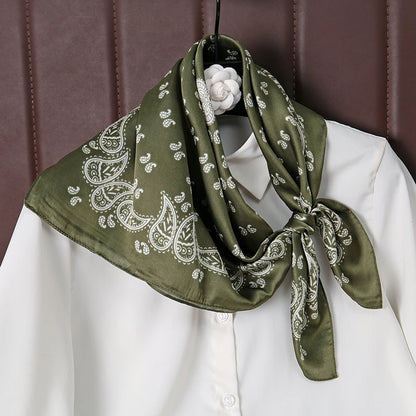 70cm Paisley Print Muslim Hijab Women Bandanas Square Silk Scarf Headband Handkerchief Neckerchief Hairscarf Scarves Luxury