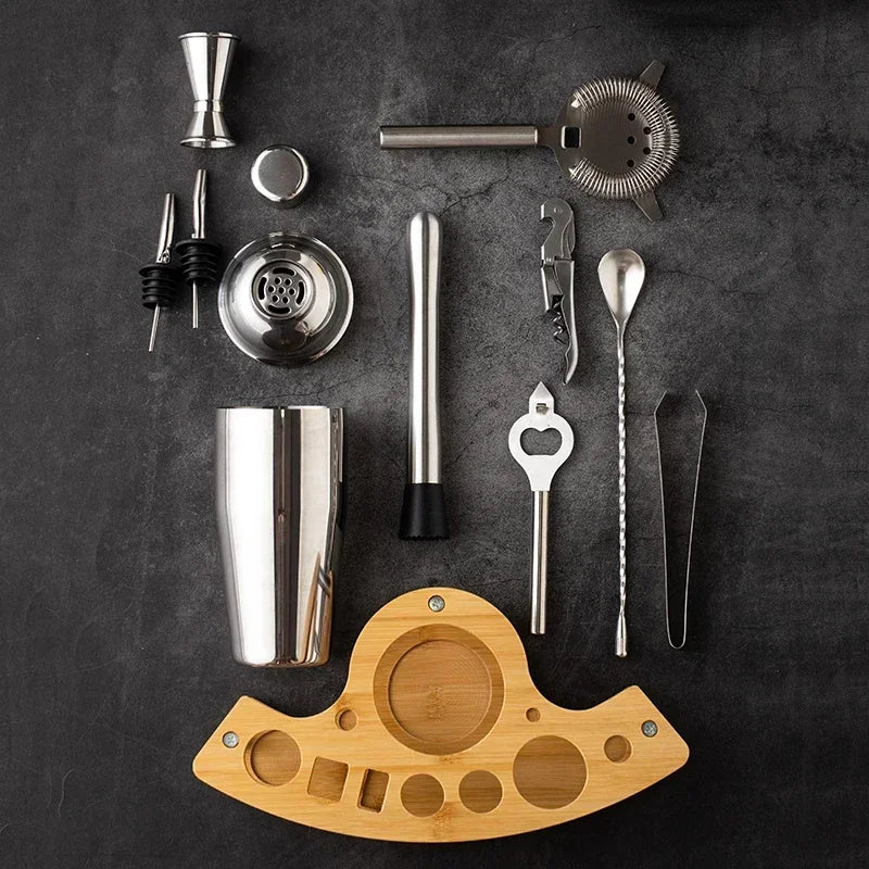 1/3/6/9/11pcs Cocktail Shaker Set Stainless Steel Bartender Kit Cocktail Mixer Wine Martini Boston Shaker Party Bar Tools