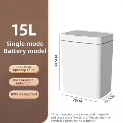15-Liter Smart Trash Can Automatic Touchless, Waterproof Sensor Trash Bin for Bathroom Kitchen Bedroom, Odorless Modern Basket