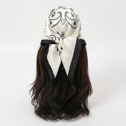 70cm Paisley Print Muslim Hijab Women Bandanas Square Silk Scarf Headband Handkerchief Neckerchief Hairscarf Scarves Luxury