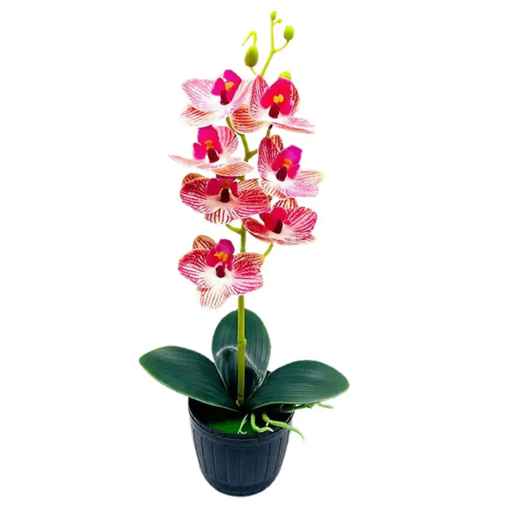 1 Set Beautiful Fake Potted Flowers Portable Simulation Bonsai Orchid Natural-Looking Desktop Fake Potted Flowers