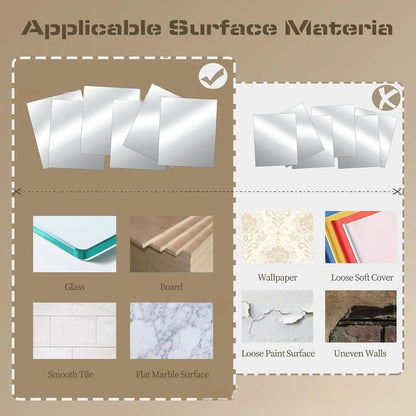 10pcs15/20cm 3D Self-adhesive Mirror Wall Stickers Thickened 2mm Flexible DIY Art Acrylic Mirror Stickers Living Room Decoration