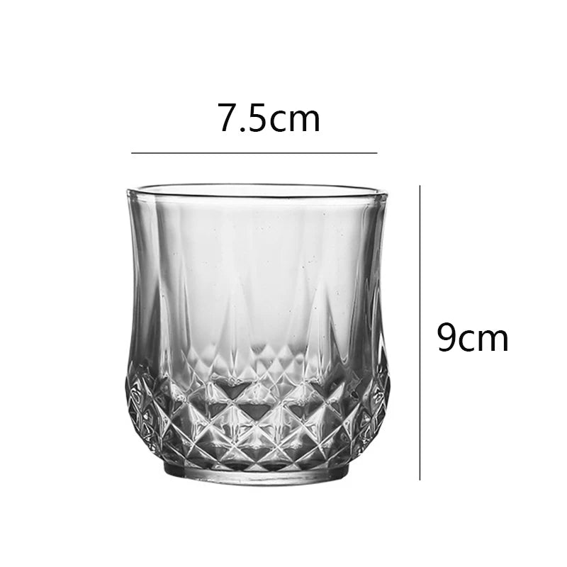 85ml/215ml/310ml/250ml/360ml Collins Glass Whiskey Cups Diamond Relief Bottom Beverage Cup Household Tazas Coffeeware Drinkware