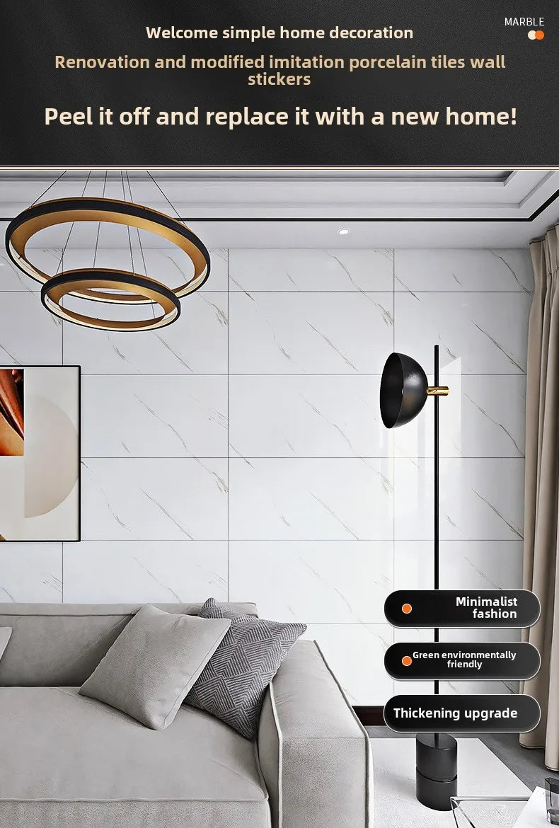 10-50Pcs PVC Marble Wall Stickers Self-Adhesive Thickened Tile Sticker Bathroom Waterproof Floor Sticker Kitchen Home Decoration