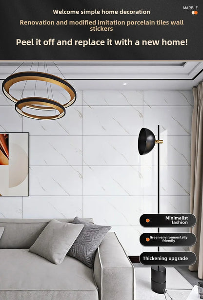 10-50Pcs PVC Marble Wall Stickers Self-Adhesive Thickened Tile Sticker Bathroom Waterproof Floor Sticker Kitchen Home Decoration