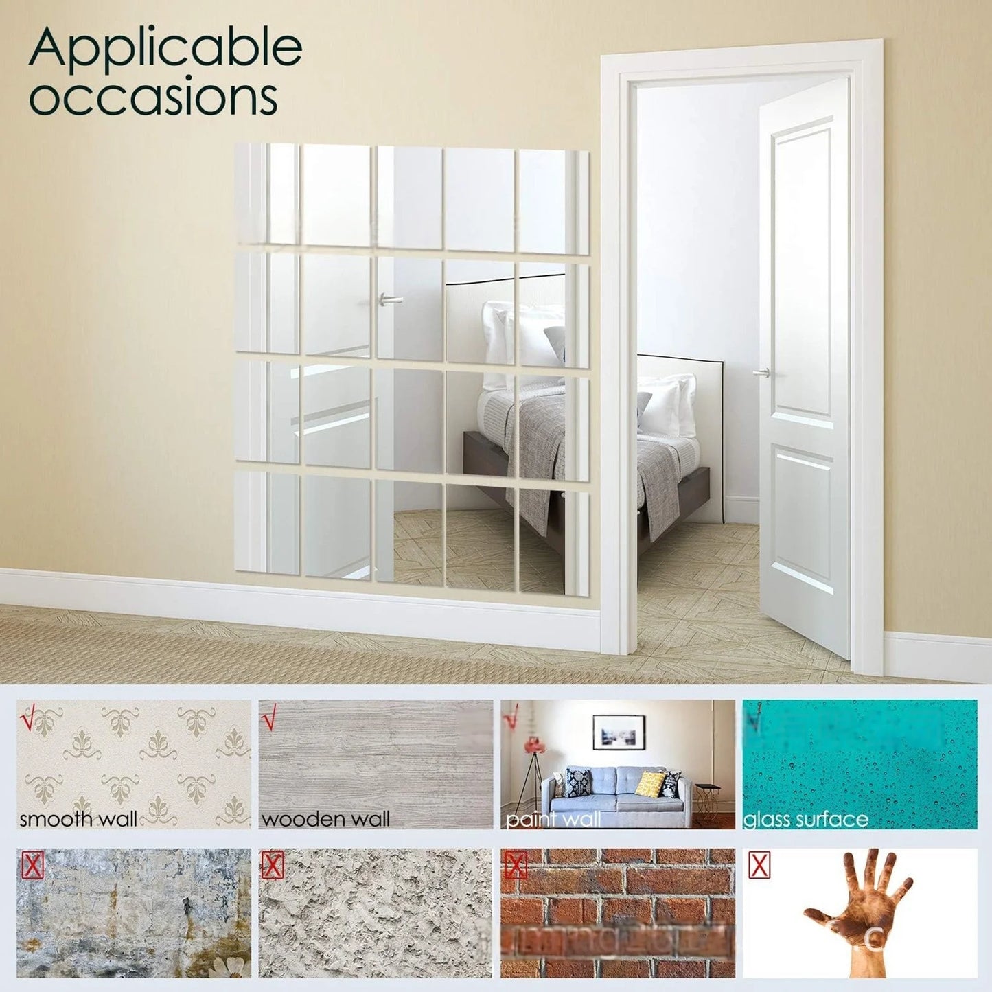 10pcs15/20cm 3D Self-adhesive Mirror Wall Stickers Thickened 2mm Flexible DIY Art Acrylic Mirror Stickers Living Room Decoration