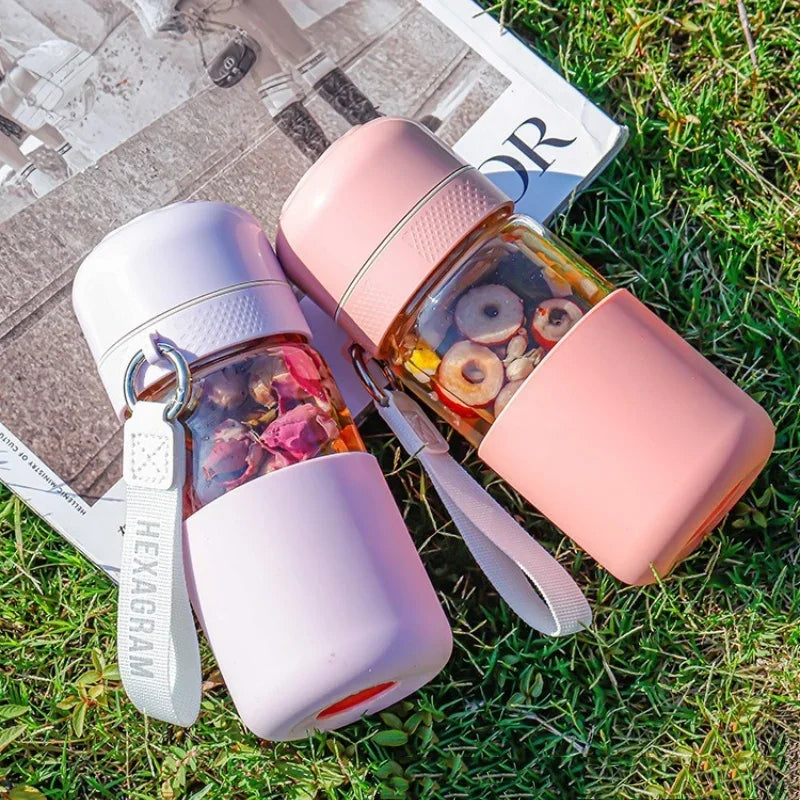 360ML Glass Water Bottle Heat-resisting Leak-proof Portable Household Water Cup Office Milk Tea Coffee Cup Gift Water Mug