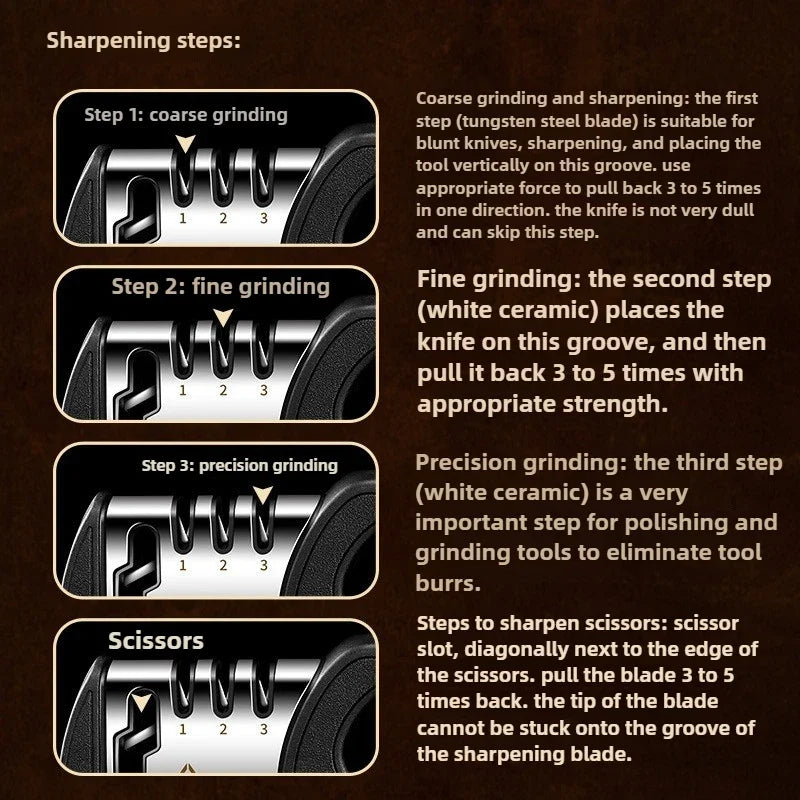 4 Stage Diamond Knife Sharpener Professional Manual Sharpening Tool with Non-Slip Base for Kitchen Knives ScissorsHousehold Tool